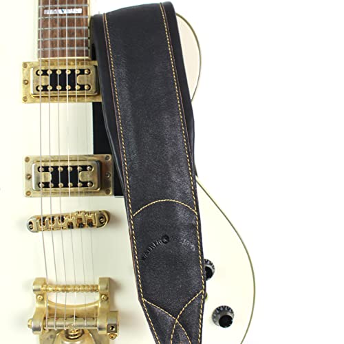 Walker And Williams C-22-DBLK Premium Sangle en cuir rembourré extra large Finition noire vieillie, Noir vieilli… - Les Beatles, Paul McCartney, John Lennon, RIngo Starr, George Harrison Walker And Williams C-22-DBLK Premium Sangle en cuir rembourré extra large Finition noire vieillie, Noir vieilli… – Image 5