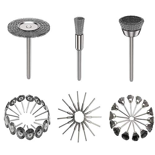 45 Pieces Stainless Steel Wire Brushes Wheel Cup Pen Brush Set Polishing Attachment Kit for Dremel Grinder Rotary Tools (Silver)