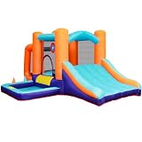 Muhub Bounce House with Ball Pit, Bouncy Castle with Slide, Inflatable Castle with Air Blower, Indoor/Outdoor Jump House for Kids，158x116x72.6 Inch.