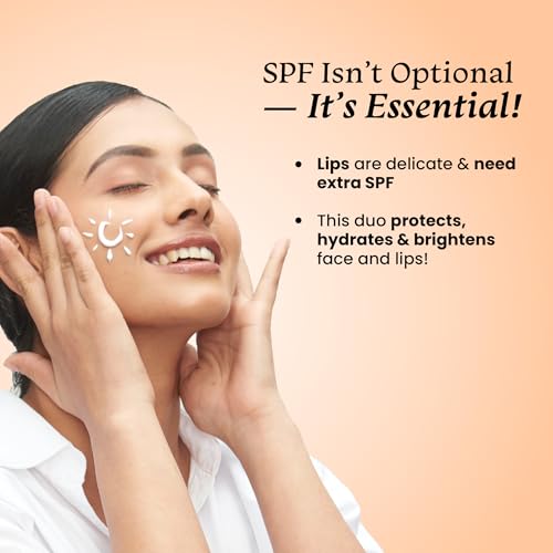 Image of Foxtale SPF Power Pair | SPF 50 Glow Sunscreen & SPF 30 Brightening Lip Balm | Broad Spectrum UV Protection | Prevents Tanning & Pigmentation | Hydrates & Brightens Skin & Lips | With Vitamin C, Niacinamide, Peptides & Hyaluronic Acid | Lightweight, Non-Greasy, No White Cast | Daily Face & Lip Sun Protection