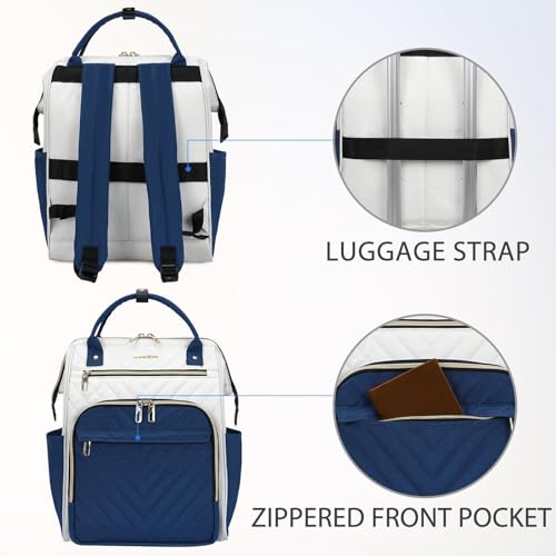 Image of VANKEAN 17 Inch Laptop Backpack for Women Men Fashion Computer Work Bag (Beige /Haze blue, 18 Inch)