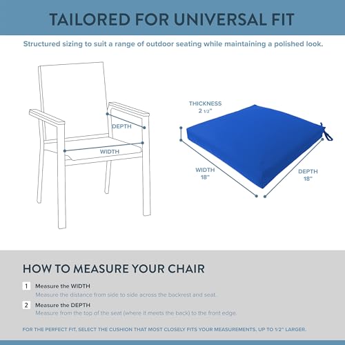 California Umbrella Outdoor Replacement Patio Chair Pad Set of 2, 18 x 18 Inch, Premium Outdoor Densified Fiber, Fade Resistant, Sunbrella Fabric, Fabric Ties, Pacific Blue by California Umbrella - Image 6
