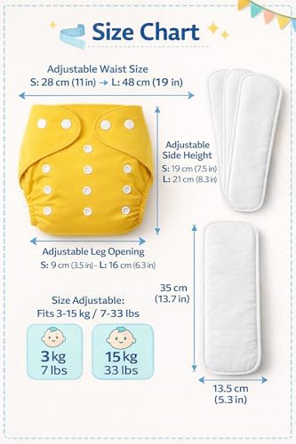 Image of Reusable Baby Cloth Diapers with 5 Microfiber Inserts | Adjustable Washable Nappies for Babies | Leakproof Pocket Diaper Set | Soft & Skin Friendly for Newborns & Toddlers (Multicolor Pack Of 10)