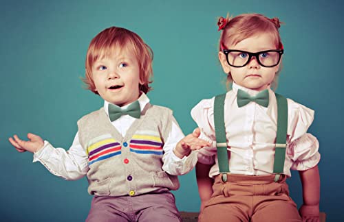 Bow Tie House Men's Sage Green Classic Pre-Tied Bow Tie Formal Solid Tuxedo (Large, Green Fern) #TOP4