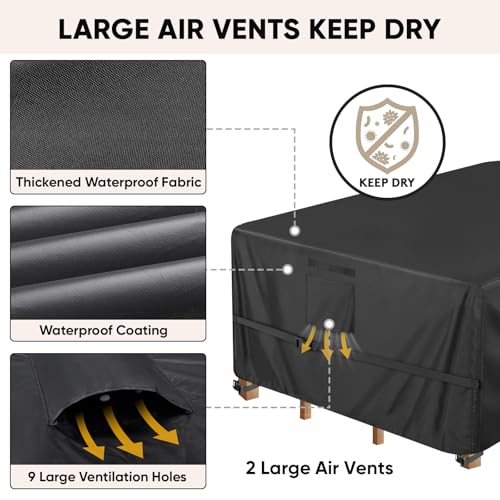 BALEINE Patio Furniture Covers, Outdoor Furniture Covers Waterproof, Heavy Duty Oxford Patio Table Cover for Outdoor Table, Chair, Sofa, Desk (Black, 111"L x 74"W x 30"H) by BALEINE - Image 5