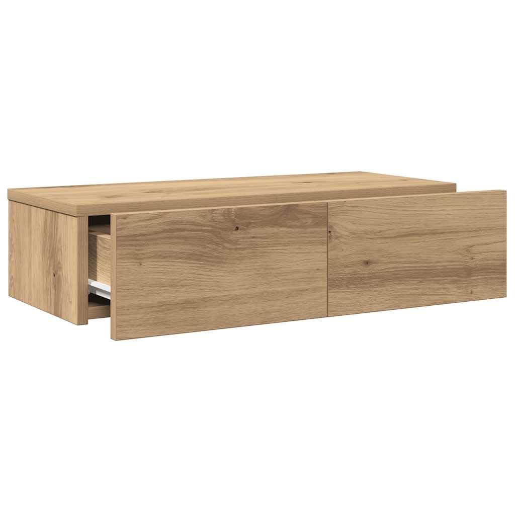 Estante de Pared cajones Madera contrachapada Roble Artesanal, Mobiliario Estanterías Estantes y estanterías, Marrón, 8.2kg