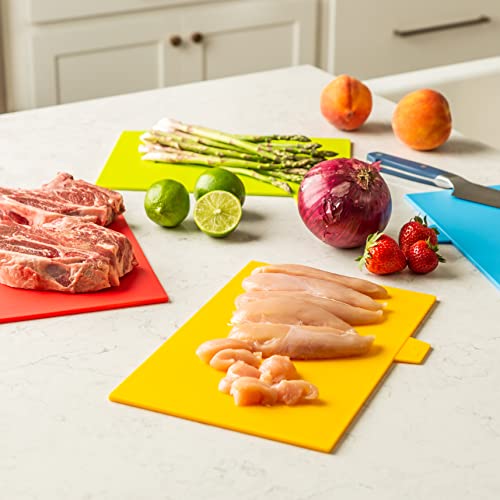 Plastic Cutting Boards For Kitchen - Colorful Flexible Cutting Mats For Cooking With Ventilated Storage Stand - Anti-Skid Bpa-Free Chopping Mats For Fruits, Vegetables, Meats, Seafood & More - 4 Pack #TOP6