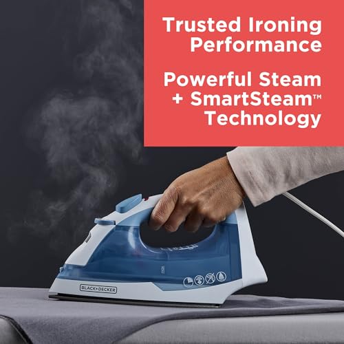 BLACK+DECKER Easy Steam Compact Iron for Clothes, Automatic Shutoff, Nonstick Plate, Light Weight, 1200 Watts - Thumbnail 3