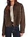 PRETTYGARDEN Women's Faux Suede Cropped Jacket Casual Lightweight Fall Fashion 2026 Winter Coats Outerwear Trendy Clothes (Dark Brown,Medium)
