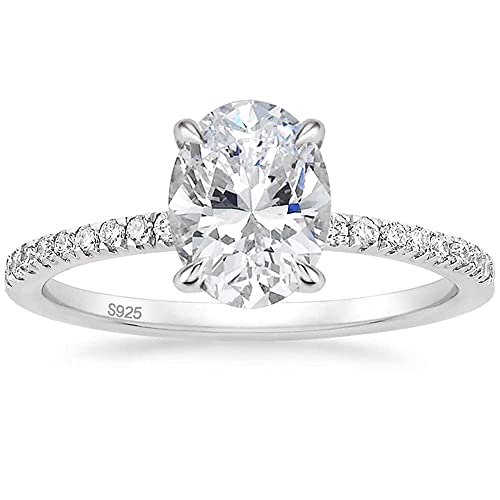 Bague fiançailles solitaire ovale argent 925 alliance Zakk