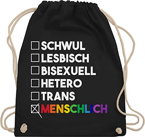 Turnbeutel Rucksack - LGBTQ Kleidung Flag - Menschlich - Deine Wahl - Pride - Regenbogen - weiß - Unisize - Schwarz - lgbtq-tasche lgbt schwul beutel lgbtq+ csd rucksäcke lesbian turnsackerl lqbtq