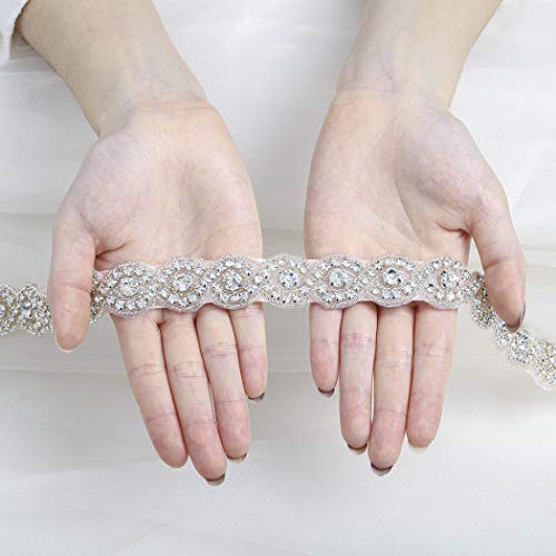 Brishow Handmade Wedding Bride Belt Silver Crystal Bridal Belts Sashes Rhinestone Bridesmaid Sash Dress Accessories For Women And Girls (Silver-White) #TOP1
