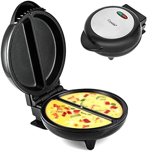 750W Electric Non Stick Kitchen Omelette Maker Egg Cooker in Black Color with Silver Top by Crystals®
