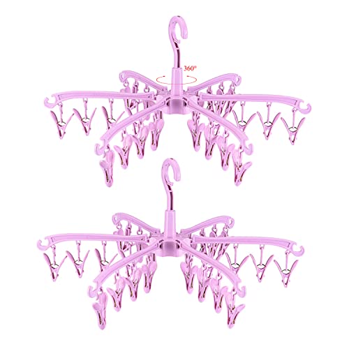 BONYCUST Clothes Drying Hanger with 24 Clips,Foldable Hanging Rack 2 PCS