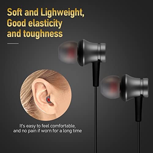 Earphone Buds Replacement, PROUSKY 36 Pieces Replacement Earbuds Tips Headphone Silicone Tips Noise Isolation Cover, for 4.5mm to 6mm Headphones,3 Color, 3 Size, Greyish Red, Black, White