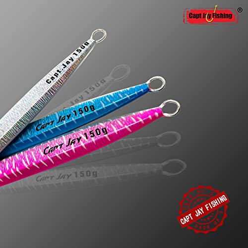Capt Jay Fishing Saltwater jigs Speed Jigging Slow Jigging Pitching Lures,Vertical Jigging Artificial Lures Jigging Lure Fishing jigs (150g-Multi Color SRB (Pack of 3), 150g)