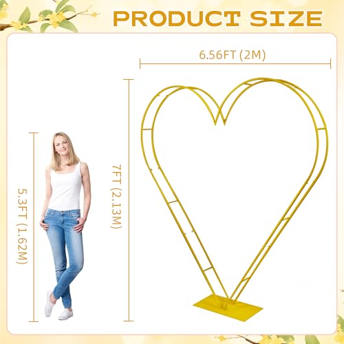 LEALIBAUSS 7FT Metal Double Heart Backdrop Stand Heart Arch Stand for Proposal Wedding Balloon Arches for Ceremony Valentine's Day Birthday Party Decoration (Gold) by LEALIBAUSS - Image 2