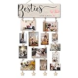 NaZaUK Besties Gifts Picture Frames Collage Hanging for Teen Girl, Hanging Photo Display with Clips, Long Distance Friendship Gifts for Sister Girl Women, Dorm Home Bedroom Wall Decor