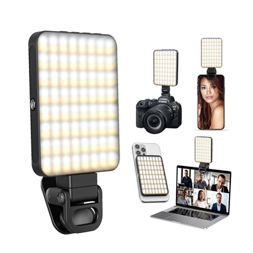 Magnetic Selfie Light,Phone Light Clip On with 128 LEDs & 3 Colors for Laptop,Tablet,Makeup,Video,Vlog,Live Streaming,Photo,Zoom Meetings,Youtube ect(Black)