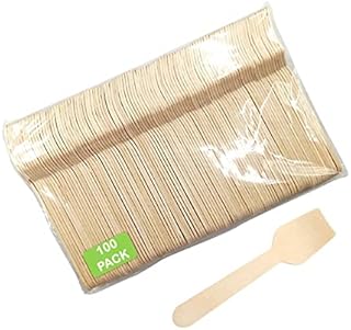 Pack of 100 Disposable Wooden Cutlery Spoons Forks Knives Set Biodegradable Eco Friendly 100% Birch Wood-Sturdy, Christmas, Parties, BBQ, Picnic,s Birthdays, Wedding (100 Knives)
