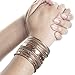Crocon Exclusive Tibetan Copper Adjustable Bangle Bracelets Set of 5 Indian Pattern Unisex Yoga Jewelry Spiritual Gorgeous Collection Ideal Gift