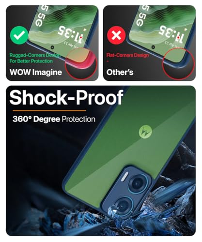 Image of WOW IMAGINE Shockproof Hybrid Back Cover for Motorola Moto G35 5G | Hard Slim fit Back Case | PC & TPU | Clear Transparent Case - Blue