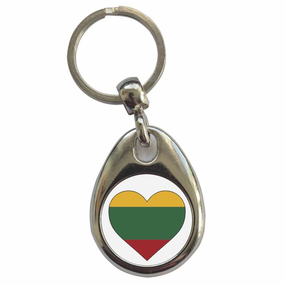 Ozorath Lithuania Heart Flag Keyring Keychain with Split Ring Attachment and Metal Key Fob
