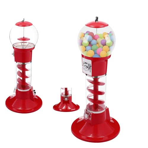 Commercial Candy Gumball Vending Machine with Stand Popcorn Gumball Machine Red Spherical Bubble Gum Kids Vending Machine