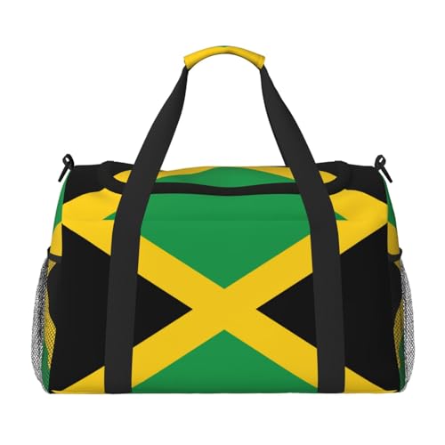 Flag of Jamaica print Travel Duffle Bag Gym Bag for Women,Puffer Tote Bag,Weekender Overnight Bag Organizer