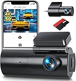 GKU Dashcam Auto Vorne Hinten 4K/2.5K, 5.8GHz WiFi Dashcam mit 64GB SD Karte, Auto Kamera mit Parküberwachung, Super Nachtsicht, WDR, 170° Weitwinkel, G-Sensor, Loop-Aufnahme, APP Steuerung, Max 256GB