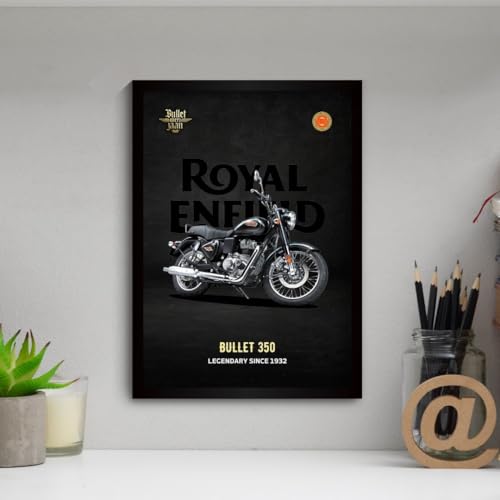 Image of Funk You Store Royal Enfield Bullet Poster | Framed RE Bullet 350 A4 Sized (31 x 23 cm) | Bike Poster for Wall, Gift for Boys, Bike Frames | Bikes Posters for Wall, Bedroom, Hostel, Study Room