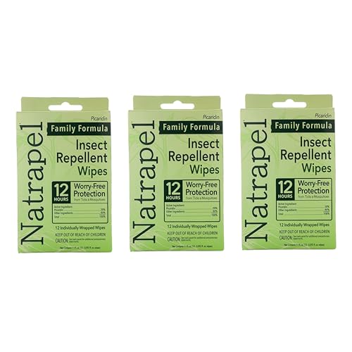 Image of Natrapel Tick & Insect Repellent Wipes - Bug Spray with 20% Picaridin - Family Protection Against Mosquitoes, Ticks & More - Up to 12 Hours of Protection - 12 Wipes (3 Pack)