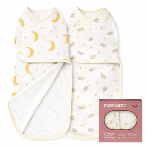 Image of Momcozy Swaddles for Newborns, Quiet Fastener Suitable for Infant 0-3 Months, New-Parent-Friendly Sleep Sack, Reduce Startle Reflex, Newborn Boys Girls Registry Essentials, 2-Pack, Stellar Orbit