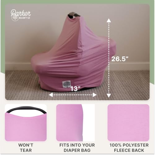 Image of Parker Baby Co. 4 in 1 Car Seat Cover for Girls and Boys - Stretchy Carseat Canopy, Nursing Cover, Grocery Cart Cover, High Chair Cover - Lily