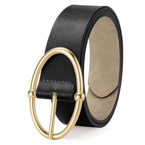 WERFORU Women Leather Belt Fashion Beige Leather Belt for Jeans Dress