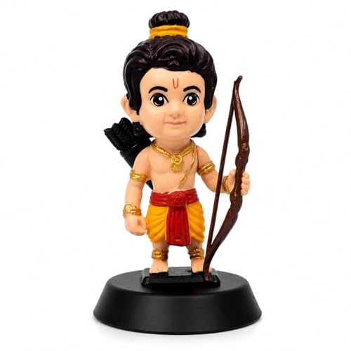 Image of Ram Ji Idol | Cute Lord Ram Figurine for Car Dashboard, Home Decor & Gift | Premium Hindu God Statue | Decorative Spiritual Murti | Multicolour Pink Gold Red Blue | 10 cm Height