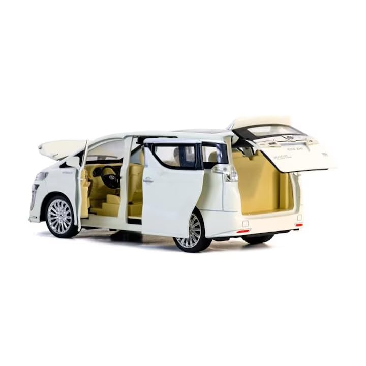 Image of Alokik Enterprise 1:32 Alphard 2021 Model Die-Cast Metal Pull Back Car with 6 Openable Doors with Sounds and Lights Toy Decoration Car Best Gift Toys for Kids【White】