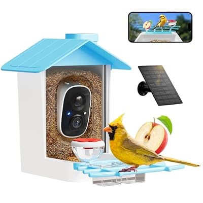 juzjuly Smart Bird Feeder with Camera - Solar Powered Birdfeeder Cam 2K HD AI Smart Identify Bird Species, Instant Arrival Alerts?Auto Record BirdVideo, Two-Way Audio, Gift for Birds Lover