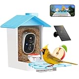 juzjuly Smart Bird Feeder with Camera - Solar Powered Birdfeeder Cam 2K HD AI Smart Identify Bird Species, Instant Arrival Alerts，Auto Record BirdVideo, Two-Way Audio, Gift for Birds Lover