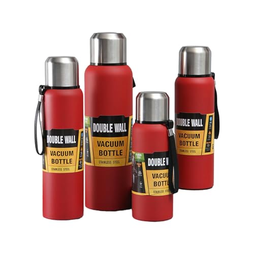Bollitore da viaggio in acciaio inox 304 interamente in acciaio inox 304 - rosso vermiglio - 500 ml