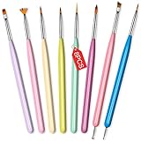 Saviland Pinsel für Gelnägel,Nagel Pinsel,Nail Art Pinsel– 8-teiliges Nagelpinsel-Set mit farbigem Griff, Gel-Lack, Nagelverlängerung, doppelter Nagel-Punktierstift für Salon zu Hause DIY Maniküre