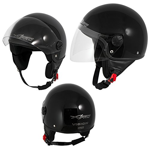 A-pro Demi Jet Casco Moto Scooter Urbano Homologado ECE 22 Visor Negro M