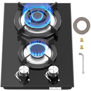 2 Zonen Gaskochfeld -Das 4300W autark gaskochfeld verfügt über 2 leistungsstarke versiegelte Brenner mit 1KW+3.3KW