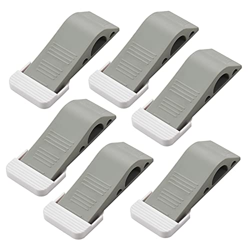 Door Stopper Rubber Door Stop, Door Wedge Stopper Floor Works on Multi Floor Surfaces, Door Security and Door Jammer Suitable for Door Bottom Clearance Within 0.8", Stop with Door Holder (6 Pcs Gray)