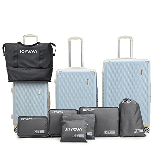 Image of Melalenia Luggage 10 Piece Sets Clearance,Large Suitcase Set Spinner Wheels with TSA Locks,Hard Shell Luggage Sets for Women Travel Suitcase (Light Blue Beige)