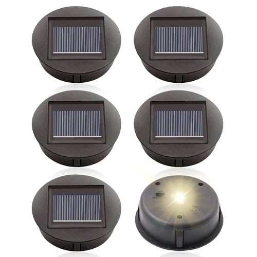 mizikuu - mizikuu 6pcs Lampe Solaire de Rechange avec Ampoule Led, 8cm Dessus de remplacement de lumière solaire LED Panneau Solaire de Rechange Couvercle de Rechange étanche pour Jardin Extérieur Décorationc