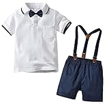 FEOYA Kinderanzug Gentleman Baby Bekleidung Kurz Anzug Kleinkind Taufe Hochzeit Festlich Anzug Neugeborenes Jungen Baby Geburstag Party Anzug Bekleidungset Formale Outfits Blau A 80CM