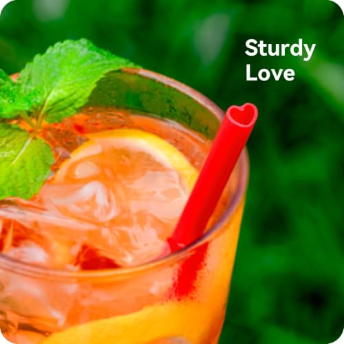 Image of 100pcs Red Heart Straws Bulk 8mm - Individually Wrapped Straws