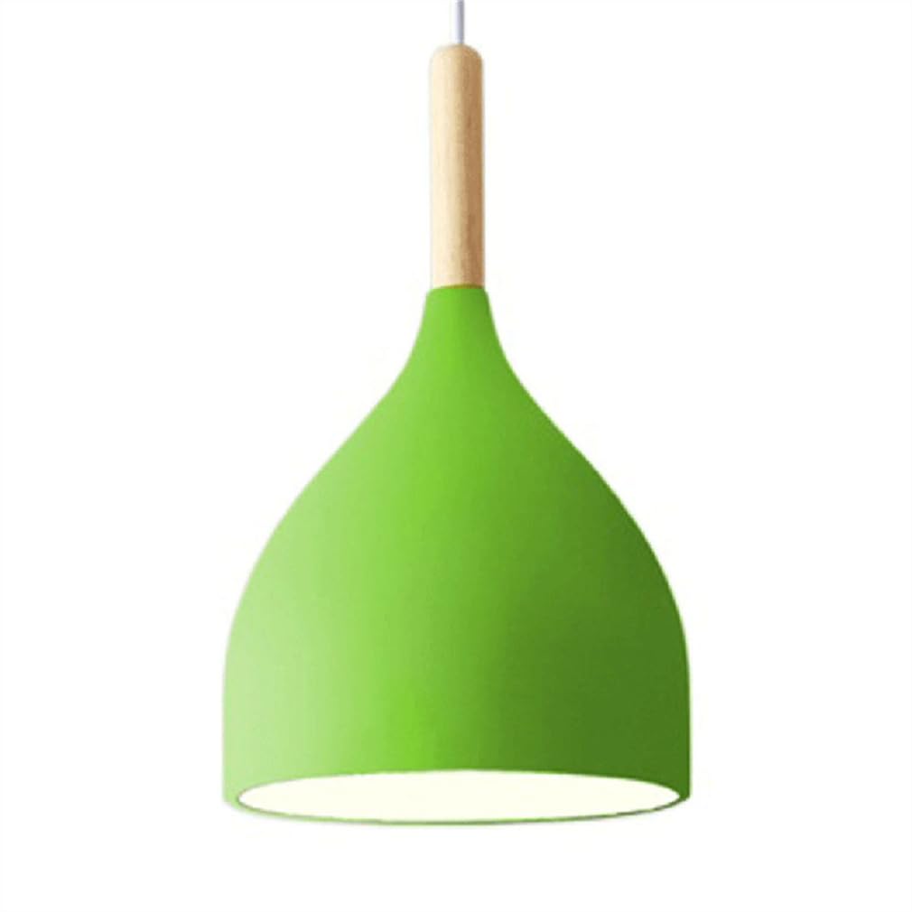 Nowoczesne lampy wiszące do restauracji Aluminiowe i metalowe wiszące oprawy oświetleniowe do barów Lampa sufitowa z drewna makaronik na wyspę kuchenną, jadalnię, strych, bar (zielony)