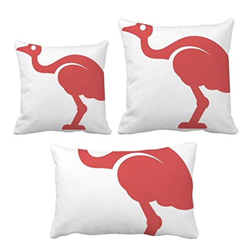 Housse de coussin autruche rouge rétro de qualité